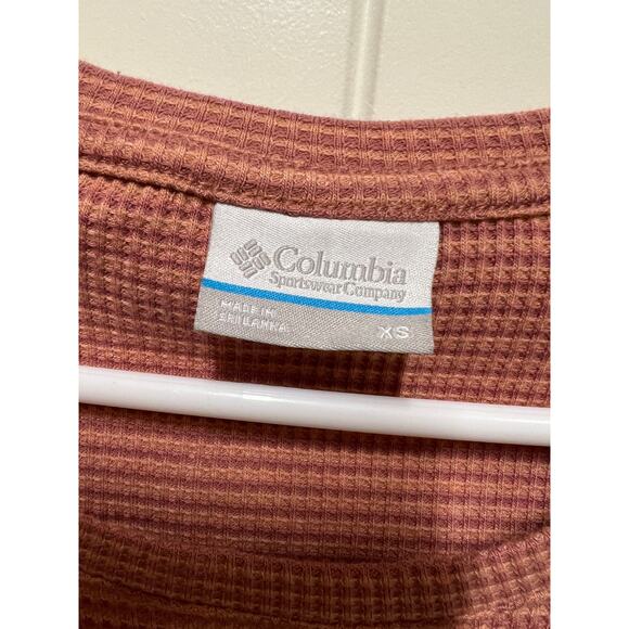 Columbia Waffle knit long sleeve shirt two tone coral Xtra Small NWT - Picture 3 of 4